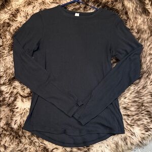 lululemon athletica Black Ribbed Long Sleeve Tee